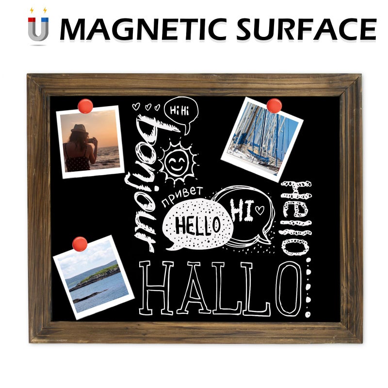 Emaison Rustic Magnetic Chalkboard Signs 16 x 20 inch Wood Framed Wall Hanging Display Board for Wedding, Bar, Kitchen, Brown - Image 3